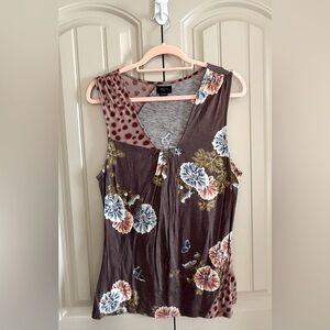Anthropologie Deletta Bohemian Floral Print Sleeveless Top
